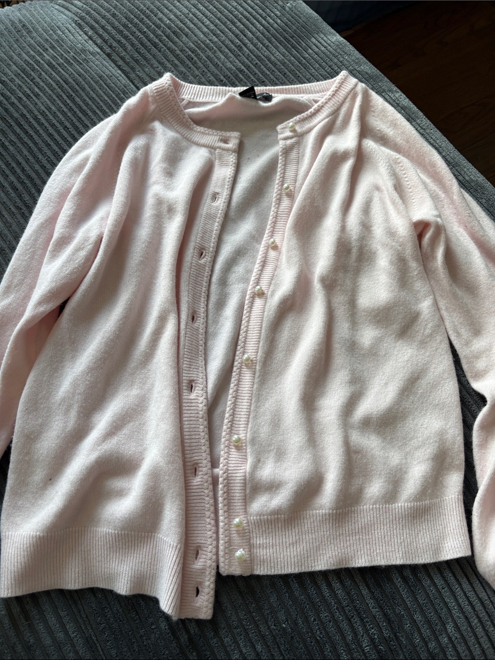Designers Originals Pale Pink Pearl-Button Cardigan